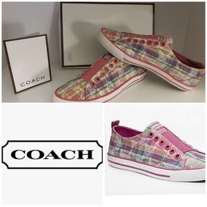 Coach Women's “Katie” plaid Berry Barrett Slip on Sneakers w/ Authenticity card